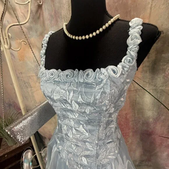 VTG📌 Aspeed Iridescent Organza 90s Fitted Corset-Style Bodice Prom Formal Gown - Picture 4 of 16